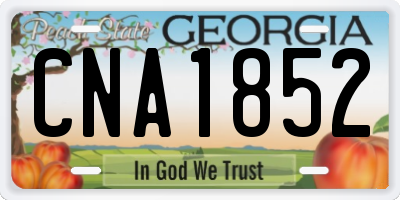 GA license plate CNA1852