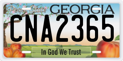 GA license plate CNA2365