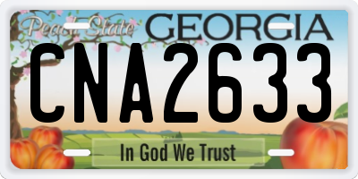 GA license plate CNA2633