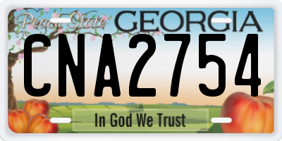 GA license plate CNA2754