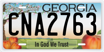 GA license plate CNA2763