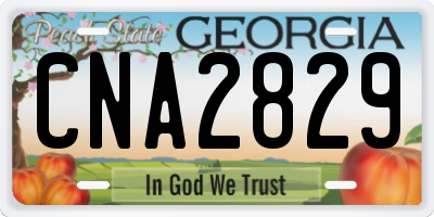 GA license plate CNA2829