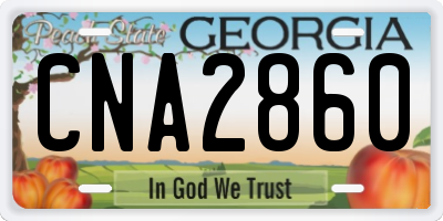 GA license plate CNA2860