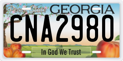 GA license plate CNA2980