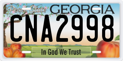 GA license plate CNA2998