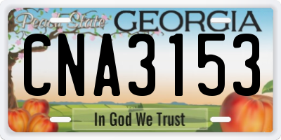 GA license plate CNA3153