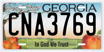 GA license plate CNA3769