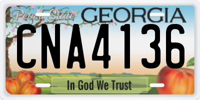 GA license plate CNA4136