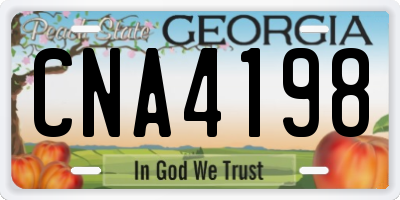GA license plate CNA4198