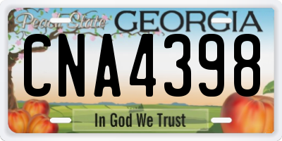 GA license plate CNA4398