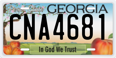 GA license plate CNA4681