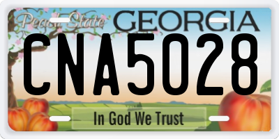 GA license plate CNA5028
