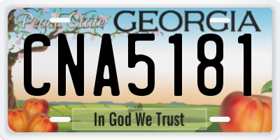 GA license plate CNA5181