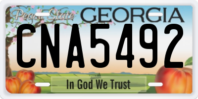 GA license plate CNA5492