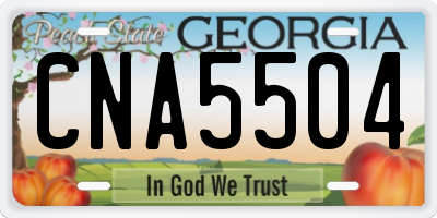 GA license plate CNA5504
