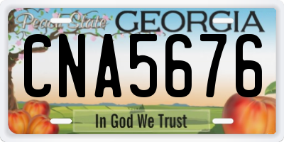 GA license plate CNA5676