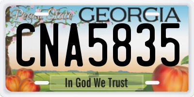 GA license plate CNA5835