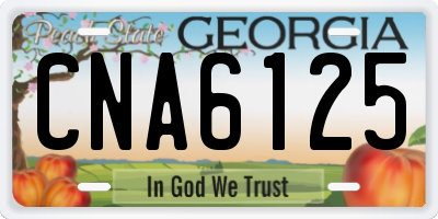 GA license plate CNA6125