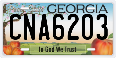GA license plate CNA6203