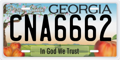 GA license plate CNA6662