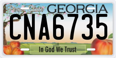 GA license plate CNA6735