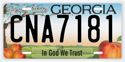 GA license plate CNA7181