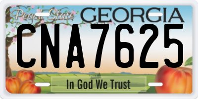 GA license plate CNA7625