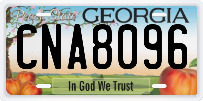 GA license plate CNA8096