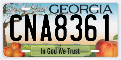 GA license plate CNA8361