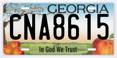GA license plate CNA8615