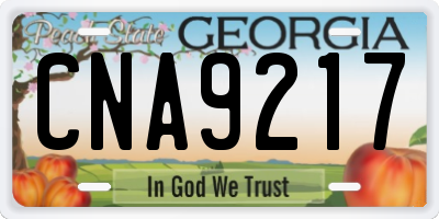 GA license plate CNA9217