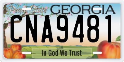 GA license plate CNA9481