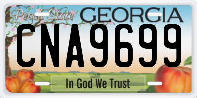 GA license plate CNA9699