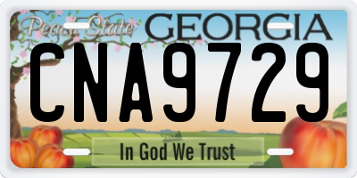 GA license plate CNA9729