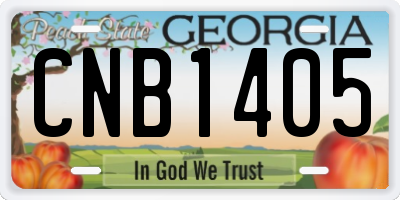 GA license plate CNB1405