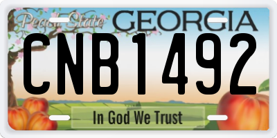 GA license plate CNB1492