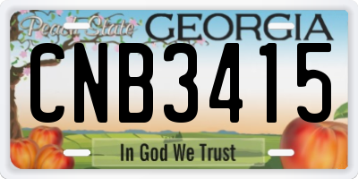 GA license plate CNB3415