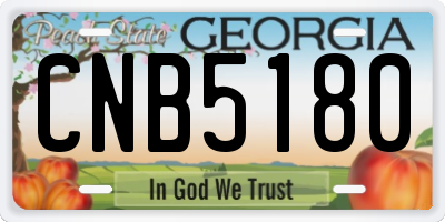 GA license plate CNB5180
