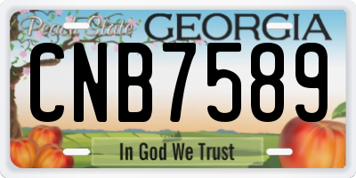 GA license plate CNB7589