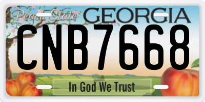 GA license plate CNB7668