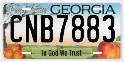 GA license plate CNB7883