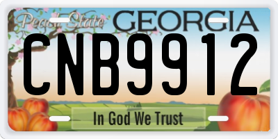 GA license plate CNB9912