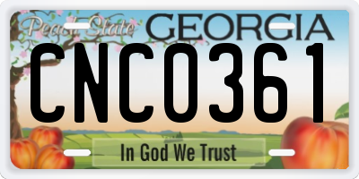 GA license plate CNC0361