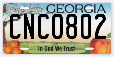 GA license plate CNC0802
