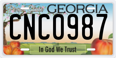 GA license plate CNC0987