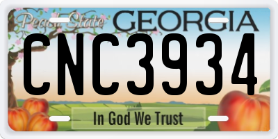 GA license plate CNC3934