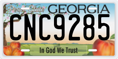 GA license plate CNC9285