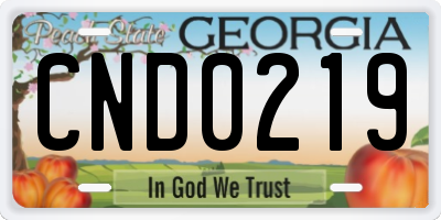 GA license plate CND0219