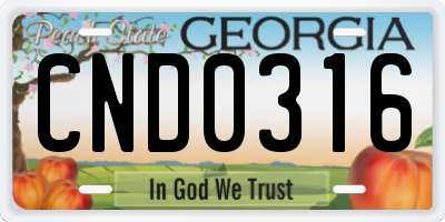 GA license plate CND0316