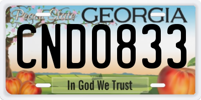 GA license plate CND0833